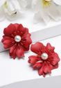 Red AVANT-GARDE PARIS Red Floral Pearl Stud Earrings In Light Pink, Image 2 of 5