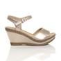  High Wedge Heel Ankle Strap Cork Sandals, Image 2 of 6