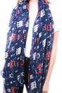 Navy Blue Owl Lightweight Scarf, Image 2 of 3