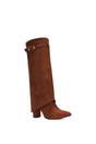 Brown XY LONDON Brown 'Aaliyah' Fold Over Boots Block Heel Buckle Point Toe, Image 2 of 6