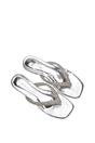 Silver XY LONDON Silver 'Blake' Flat Slip On Diamante Sandals With Thong Strap, Image 6 of 6
