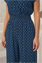 Navy  Metallic Foil Print Stretch Jumpsuit, Image 4 of 4