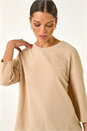 Cream Textured Jersey Slouch Jumper, Image 1 of 5