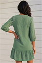 Khaki Textured V-Neck Smock Dress, Image 3 of 4