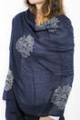 Navy Blue Embroidered Floral Lightweight Scarf, Image 2 of 3