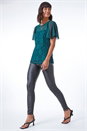 Green Lace Chiffon Sleeve Shell Top, Image 4 of 5