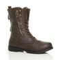 Brown AJVANI Brown Lace Up Zips Military Biker Ankle Boots, Image 1 of 6