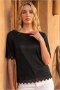 Black Cut Out Hem Ribbed Top, Image 1 of 4