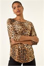 Natural Animal Print Raglan Stretch Top, Image 1 of 5