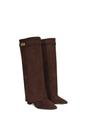 Chocolate XY LONDON Chocolate 'Rayna' Block Heel Knee High Foldover Boots With Pointed Toe, Image 3 of 5