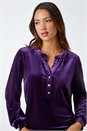 Purple Velvet Button Front Stretch Shirt, Image 5 of 6