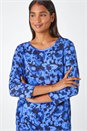 Blue Abstract Print Stretch Swing Tunic , Image 4 of 5