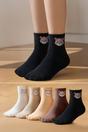 Multi 5 Pack Cotton Teddy Bear Knit Crew Socks, Image 1 of 8