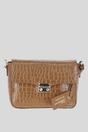 Tan Ashwood Leather Tan 'Elegance' Croc Embossed Leather Cross Body Bag, Image 1 of 5