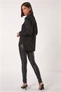 Black Heart Print Foil Collar Stretch Top, Image 3 of 5