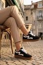 Black iKrush Black Poppy Womens Retro Stripe Gum Sole Trainers, Image 1 of 8