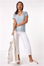 Light Blue  Double Layer Open Knit Top, Image 2 of 5