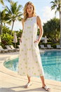 Lime Cotton Palm Print Pocket Midi Dress , Image 1 of 4