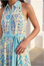 Blue Leafy Tiered Maxi Dress, Image 4 of 4