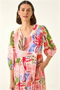 Red Abstract Print Tiered Dress, Image 4 of 5