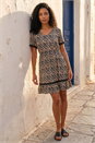 Natural Animal Print Embroidered Stretch Dress, Image 3 of 4