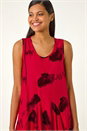 Red Abstract Bubble Hem Midi Dress, Image 4 of 5