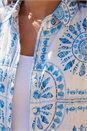 Light Blue  Abstract Print Collared Shirt, Image 4 of 4