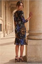 Black Petite Mesh Ruched Dress, Image 3 of 4