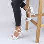 White AJVANI White High Heel Crossed Straps Platform Sandals, Image 5 of 6