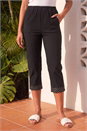 Black Petite Crop Turn Up Trouser, Image 2 of 4