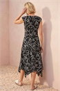 Black Bow Print Hanky Hem Maxi Dress, Image 3 of 4