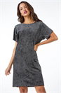 Black Glitter Spot Stretch Shift Dress, Image 4 of 5