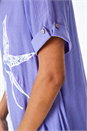 Purple Bird Print Asymmetric Tunic Top, Image 5 of 5