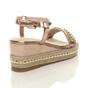 Rose Gold Mid Wedge Studded Flatform Sandals Espadrilles, Image 4 of 6