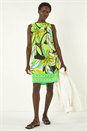 Lime Tropical Leaf Border Shift Dress, Image 1 of 5