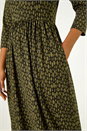 KHAKI Geometric Pocket Stretch Midi Dress, Image 5 of 5