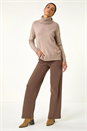 Beige Soft Roll Neck Knit Jumper, Image 2 of 5