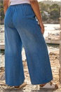 Indigo Curve Tie Waist Denim Trouser, Image 3 of 4
