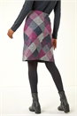 Pink Elastic Waist Check Print Pocket A Line Skirt, Image 3 of 5