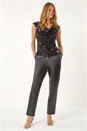 Black Sequin Cowl Neck Stretch Jersey Top, Image 2 of 5