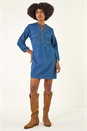Denim Cotton Denim Button Shift Dress, Image 2 of 5