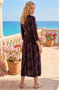 Plum Abstract Print Stretch Midi Dress, Image 3 of 4