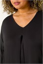 Black Curve V-Neck Pleat Tunic Top, Image 5 of 5