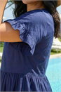 Navy  Curve V-Neck Frill Dress, Image 4 of 4
