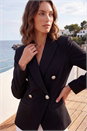 Black Petite Military Stretch Blazer, Image 3 of 4
