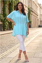 Blue Curve Stripe Popover Woven Top, Image 1 of 4