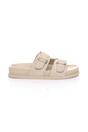 Beige AJVANI Beige Flatform Double Buckle Footbed Sandals, Image 2 of 4