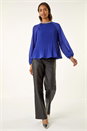 Blue Embellished Pleated Top, Image 3 of 5