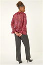 PINK Floral Frill Metallic Blouse, Image 3 of 5