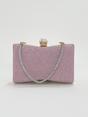 Pink Square Clutch Bag with 3D Florals, Image 3 of 5